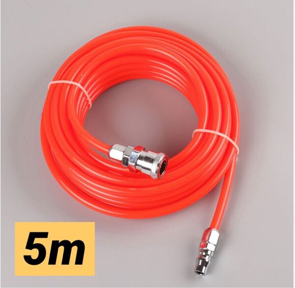 エアホース 5m 外径8mm 内径5mm カプラー 付 エアブラシ エアーコンプレッサー カプラ付 エアーツール エアーガン