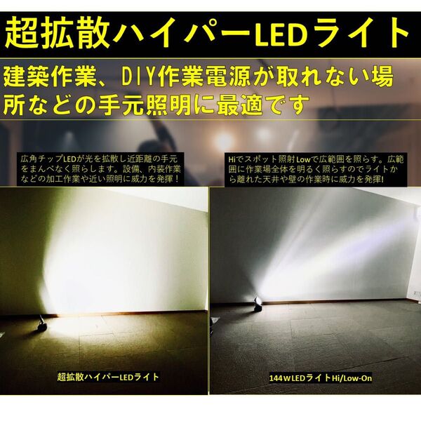 マキタ互換 超拡散 ハイパーLEDライト マキタ製14.4v 18v バッテリー 対応 led ワークライト 投光器 作業灯