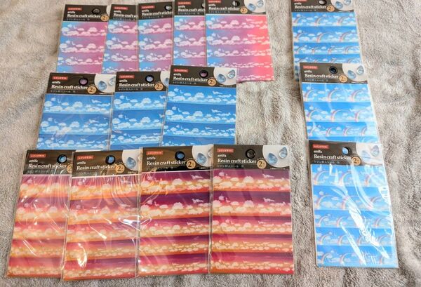 【商品No.23】amifaレジン封入シール 空 全4種15枚セット☆レジンクラフト 青空 パステルカラー 虹 夕暮れ