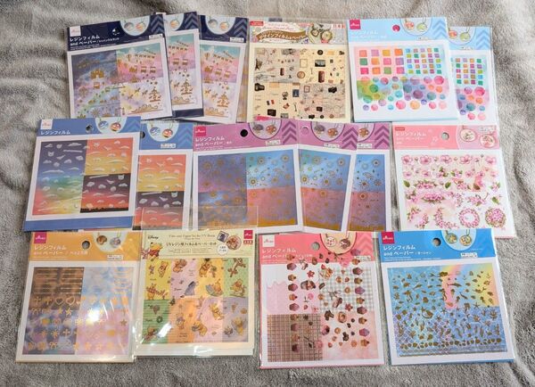 【商品No.24】ダイソー☆レジンフィルムandペーパー10種17枚セット☆レジン封入素材レジンクラフト