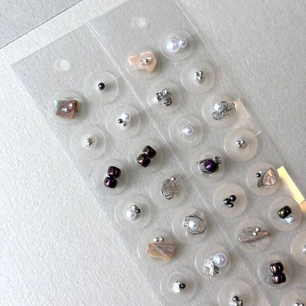 耳つぼジュエリー 耳つぼアクセサリー シルバー シェル パール金粒 40粒 金属アレルギー対応 ステンレス