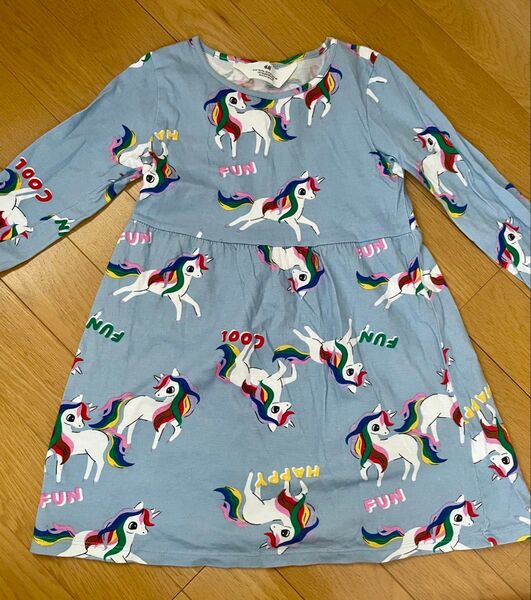 H&M 長袖ユニコーン柄ワンピース 4-6Y 110cm 女の子 キッズ 子供服