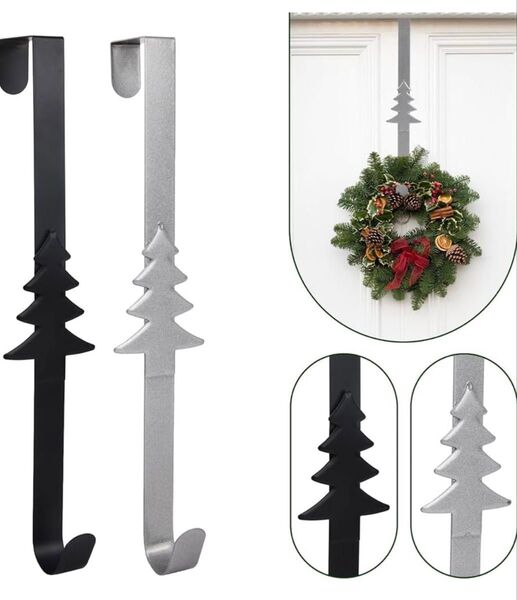 2個ドアフック クリスマスリースフック 花輪フック 装飾フック ドアハンガー 玄関用 Z字フック お正月 飾り リース ドアフ