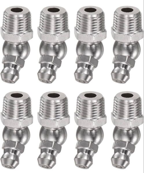 uxcell 8個 201ステンレス鋼 45度グリ ース継手 PT3 mm-28 SAEネジ 油圧グリ ースニップル付属品 車