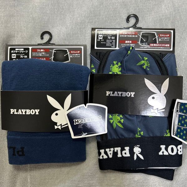 メンズ M PLAYBOY ボクサーパンツ M 2枚セット ボクサーブリーフ 前閉じ 1枚はシームレス