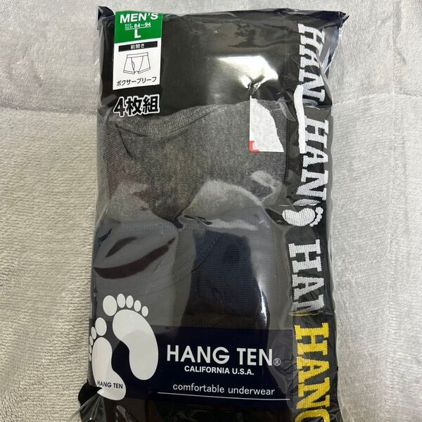 L メンズパンツ HANG TEN メンズ ボクサーブリーフ 4枚組 Lサイズ 前びらき