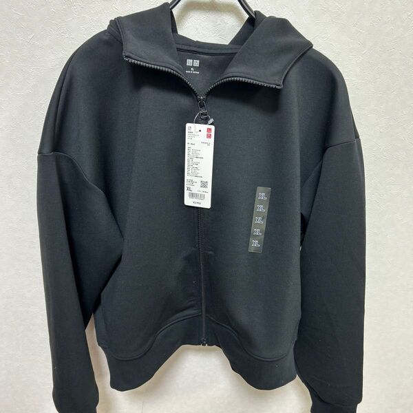 ユニクロ レディース ドライストレッチスウェットフルジップパーカ(長袖) 黒 XL 未使用