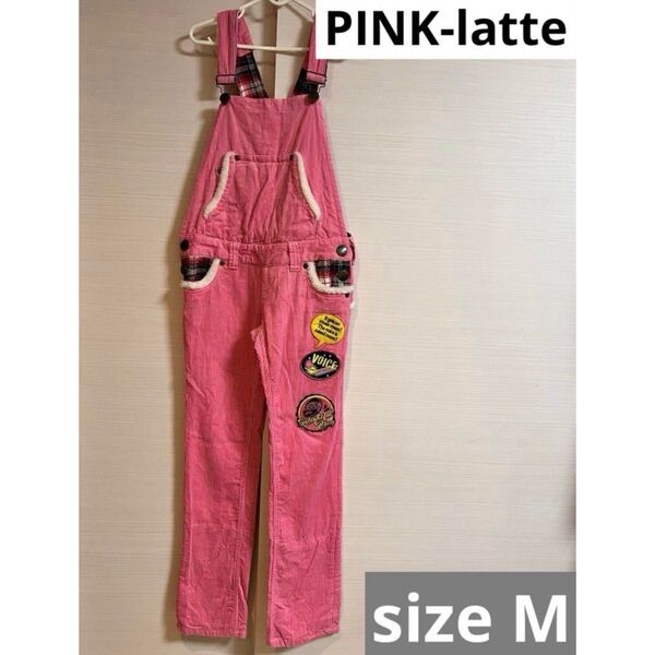 価格相談× 最終価格 PINK-latte ピンクラテ コーデュロイ オーバーオール ピンク Y2K 古着 平成 レトロ アメカジ