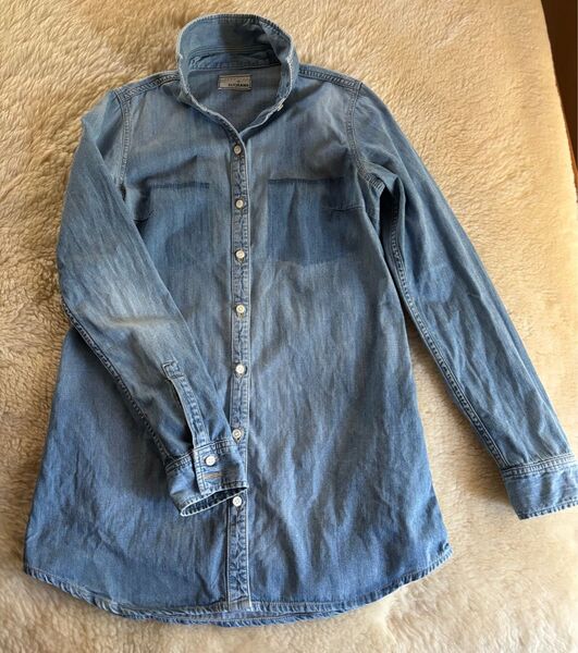 エストネーション&SLY jEANSビンテージ加工デニムシャツM〜Lサイズ 長袖 青 シャツ カジュアル
