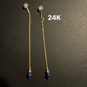 新品未使用24Kラピスラズリアメリカンピアス