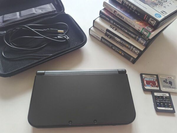 Newニンテンドー3DS LL メタリックブラック 収納ケース タッチペン ソフト8点セット 任天堂