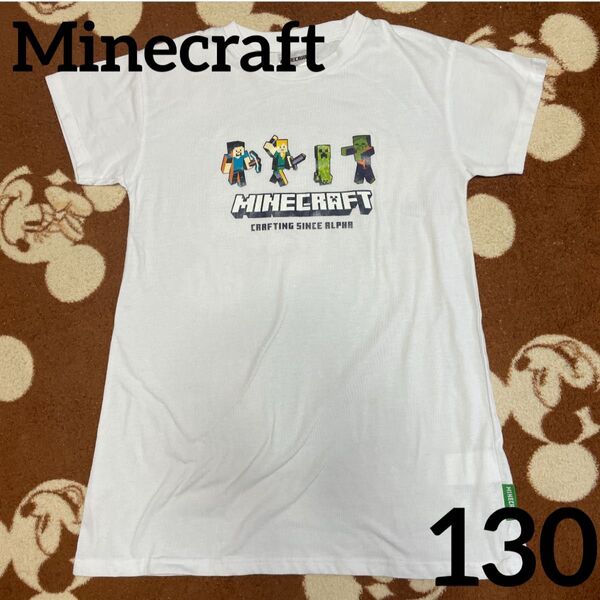 Minecraft 半袖ワンピース ホワイト130cm☆Minecraft Tシャツ