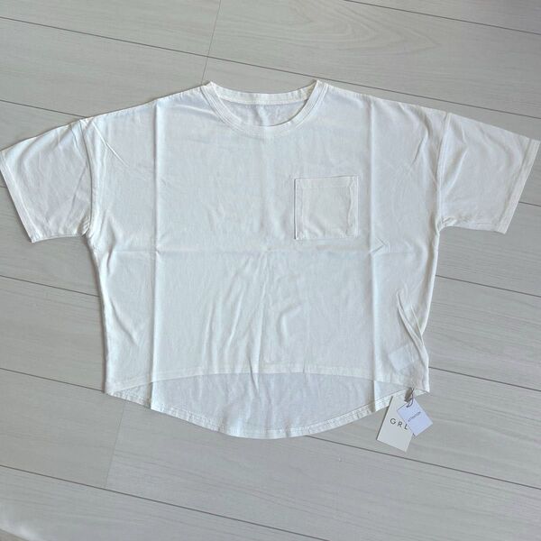 GRL オフホワイト ポケット付き Tシャツ Fサイズ Lサイズくらい 半袖 グレイル