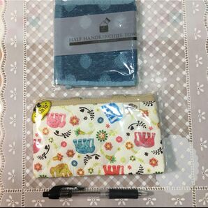 Q-Lia ポーチ&ハーフハンカチタオル 2点セット 未使用