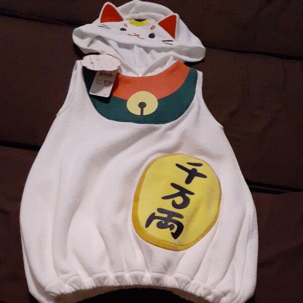 定価3278円 80サイズ タグ付き ベビーコスプレ 招き猫コスチューム 白 ホワイト 新品未使用