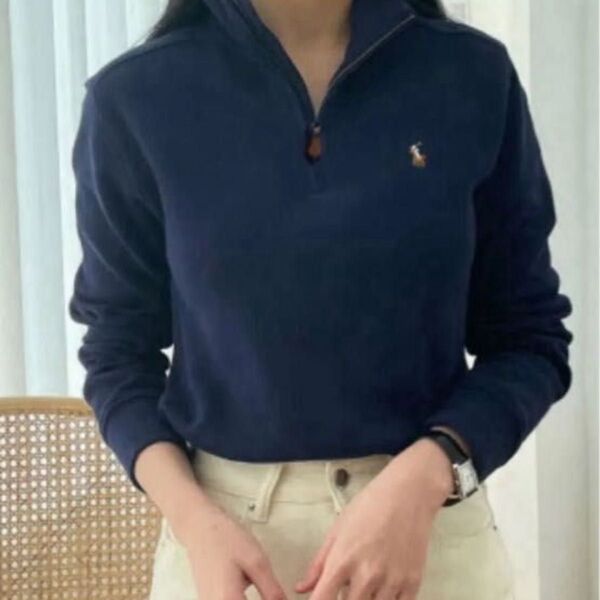 新品 タグ付き Ralph Lauren ベージュ ジップアップニット 未使用 保管品 ラルフローレン ハーフジップ XL