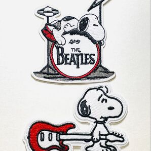 アイロンワッペン スヌーピー 2枚セット ビートルズ ギター SNOOPY アメリカン雑貨 ワッペン