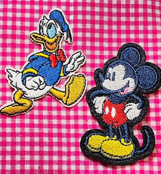 アイロンワッペン ミッキー ドナルド 2枚セット ワッペン 入園 入学 刺繍ワッペン ディズニー レトロ