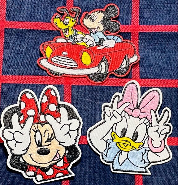 アイロンワッペン ミッキー ミニー デイジー 3枚セット TDL ディズニー 入園 入学 刺繍ワッペン