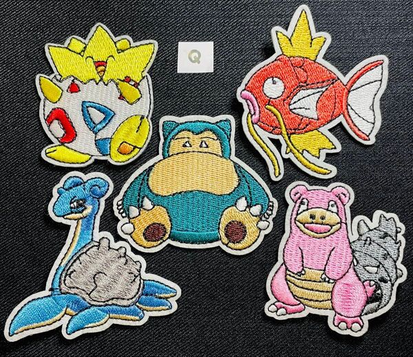 アイロンワッペン ポケモン Q 5枚セット カビゴン トゲピー コイキング ラプラス ヤドラン 入園 入学 スモック ポケポケ