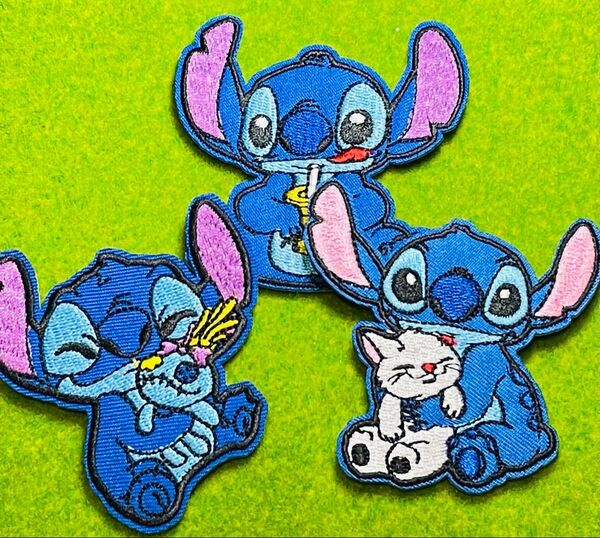 アイロンワッペン スティッチ 3枚セット ディズニー アメリカン雑貨 入園 入学 スモック ワッペン アップリケ