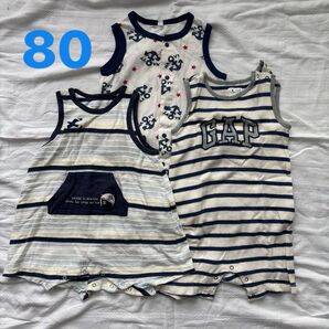 80サイズ ベビー服 ロンパース 3枚セット