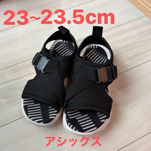 【asics 23.0〜23.5cm】スポサン サンダル スポーツサンダル 黒 ブラック