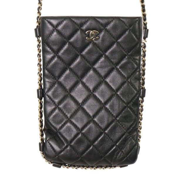 CHANEL シャネル マトラッセ ココマーク ラムスキン ショルダーバッグ ブラック A-7684