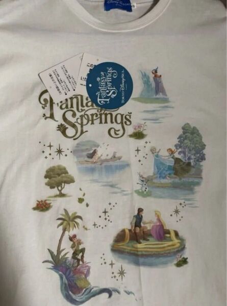 ディズニーシー ファンタジースプリングス Tシャツ L L アナ エルサ 塔の上のラプンツェル ピーターパン パーク ウェア 半袖