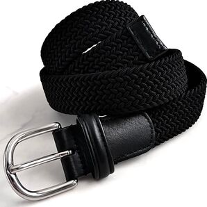 Anderson's アンダーソンズ【極美品】コンビレザー メッシュベルト 伸縮性 ゴム 黒色 ブラック シルバー イタリア製