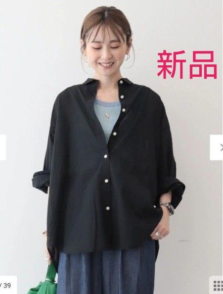 (新品)アメリカンホリック接触冷感+速乾 強撚シアーボイルBIGシャツ Black Mサイズ