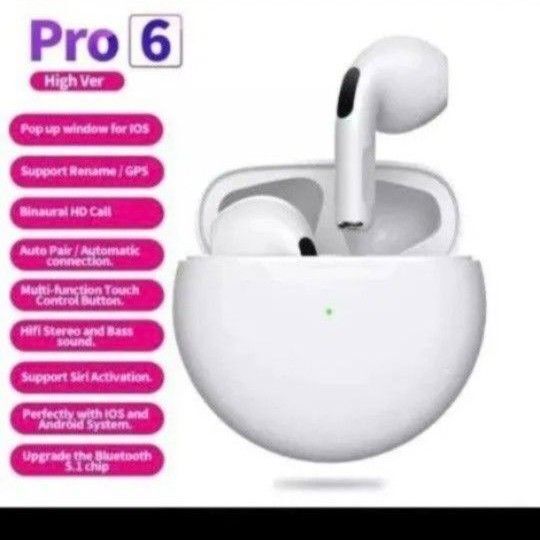 ※新品未使用品 ワイヤレスイヤホン Bluetoothイヤホン pro6 ホワイト