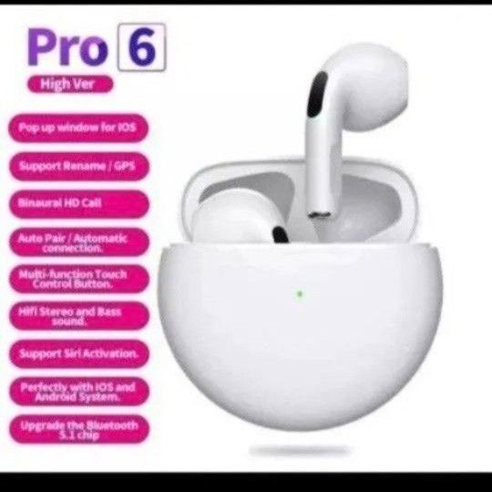 ※新品未使用品 ワイヤレスイヤホン Bluetoothイヤホン pro6 ホワイト