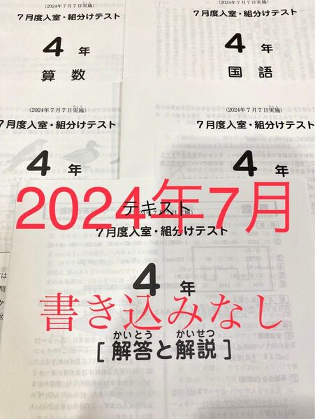 SAPIX サピックス 4年 7月度入室 組分けテスト