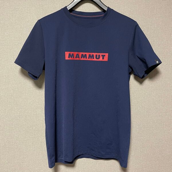 MAMMUT マムート 半袖 Tシャツ ロゴ プリント メンズ M/L 速乾 ネイビー 1017-02010