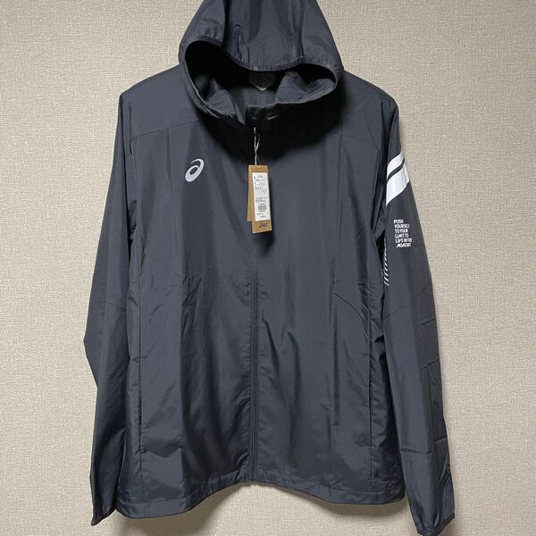 (新品)asicsアシックス LIMO裏メッシュ ウィンドブレーカー ライトアウター 黒系 メンズ XL 2031D584