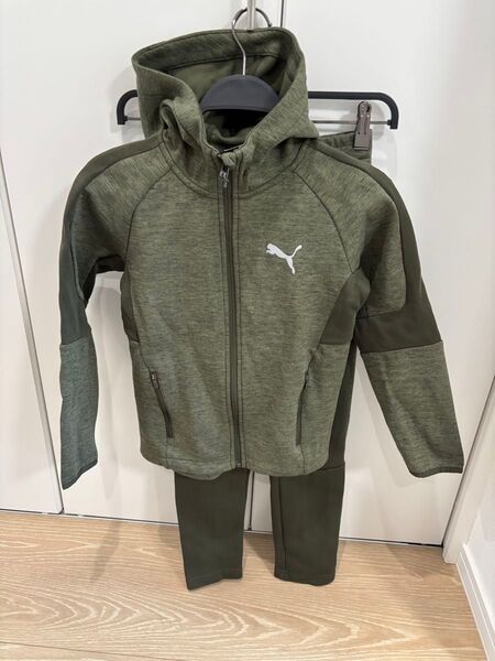 スウェット プーマ PUMA ジュニア キッズ 上下セット ジャージ スエット スゥェット セットアップ グリーン 140サイズ