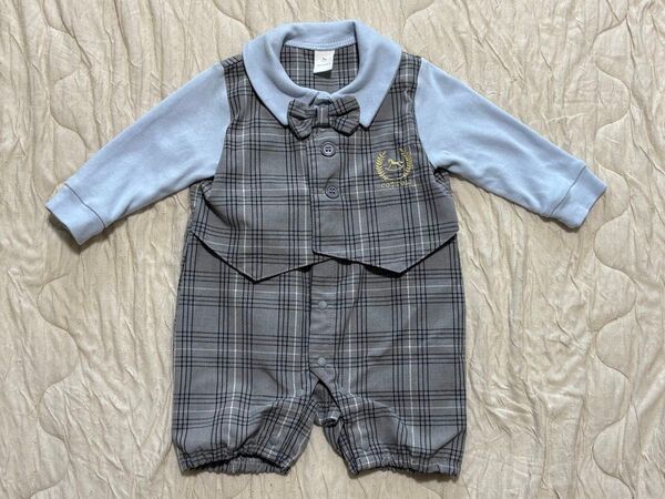 Cottoli チェック柄ロンパース 80