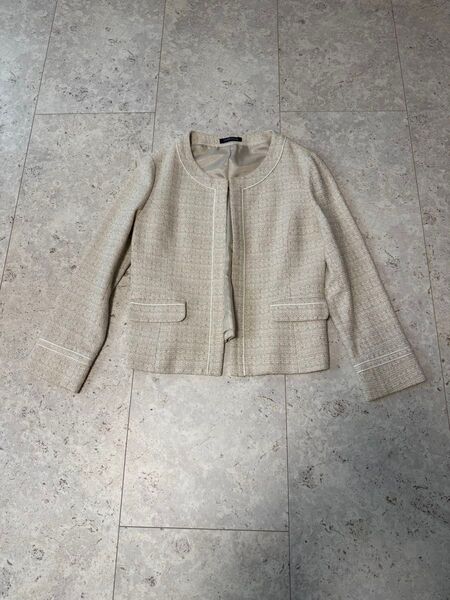 NEWYORKER ノーカラージャケット ベージュ