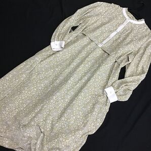 美品【BEAMS HEART /ビームス】小花柄ワンピース 長袖 マキシ丈 ボレロ調デザイン アンティークフラワー ゆったり