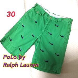 【Polo by Ralph Lauren /ラルフローレン】ハーフパンツ クジラ刺繍 グリーン 30 クラシックフィット 短パン