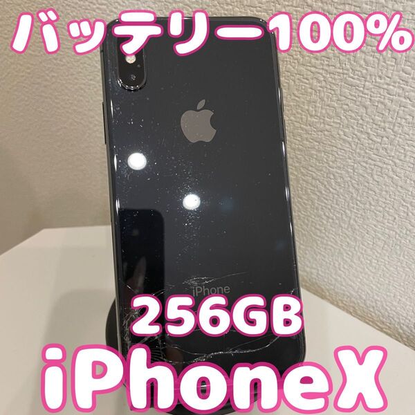 iPhoneX 256GB スペースグレイ バッテリー100%
