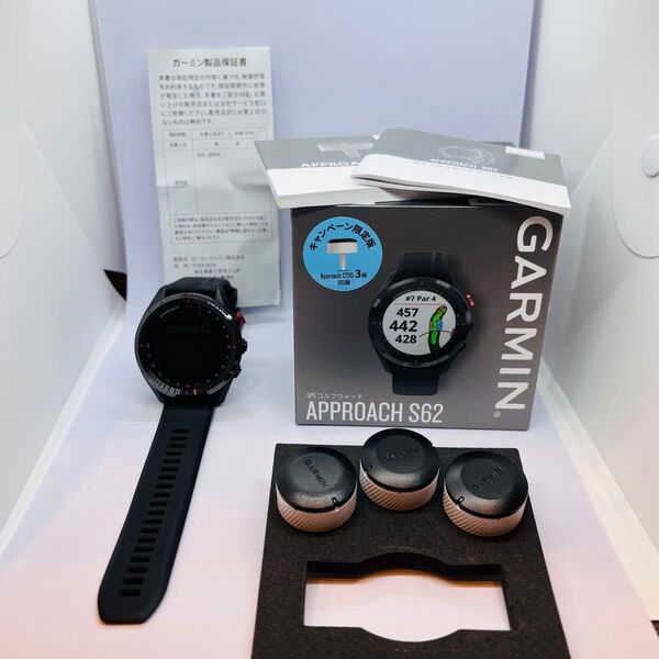 GARMIN approach S62 GPSゴルフウォッチ CT10 3個付き