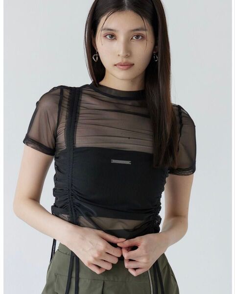 MURUA ムルーア グラデーションシアートップス ブラック FREEサイズ