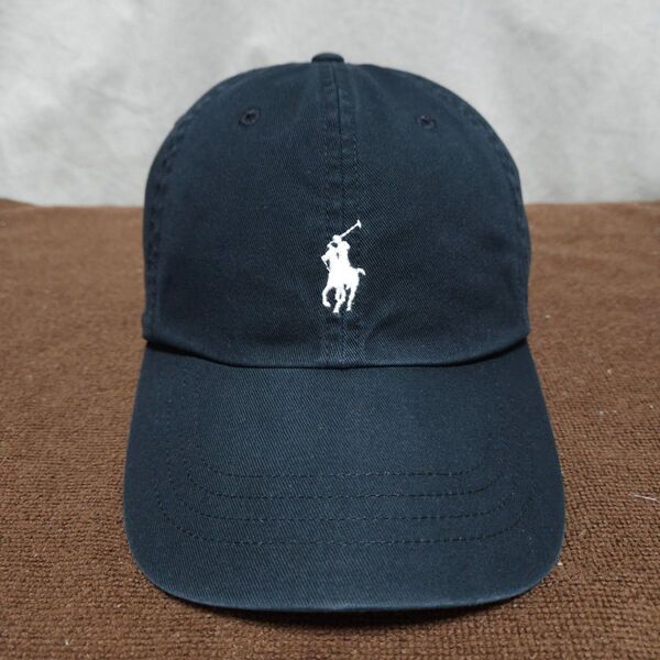 POLO ポロ ラルフローレン キャップ 黒 ブラック ポニー 古着