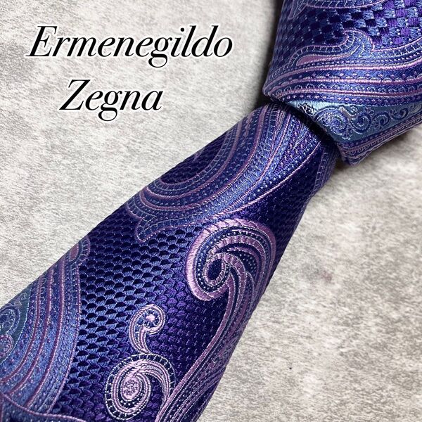 【未使用に近い】 Ermenegildo Zegna エルメネジルドゼニア ネクタイ シルク ペイズリー柄 ジャガード織 高級