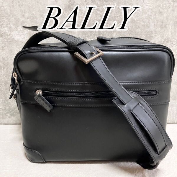 【良品】 Bally バリー ショルダーバッグ レザー ブラック 斜め掛け ビジネス フォーマル 肩掛け 斜め掛け