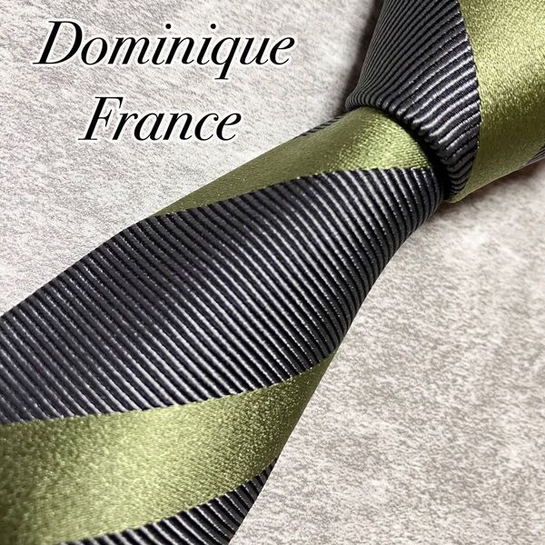 【美品】 Dominique France ドミニクフランス ネクタイ シルク レジメンタル ストライプ 光沢感 フランス製 高級