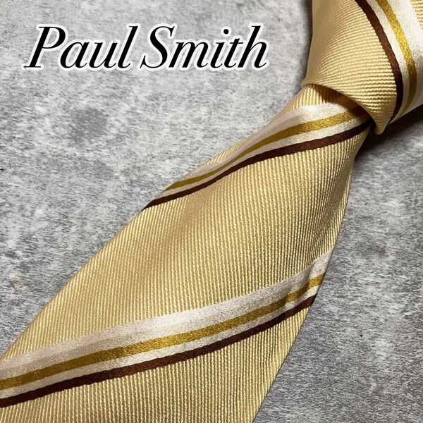 Paul Smith ポールスミス ネクタイ シルク レジメンタル ストライプ イエロー系