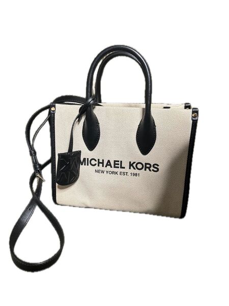 MICHAEL KORS キャンバストートバッグ オフホワイト×ブラック
